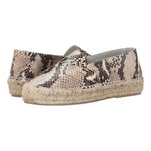 Diane von Furstenberg Beige and Black Snake-Print Espadrille Flats